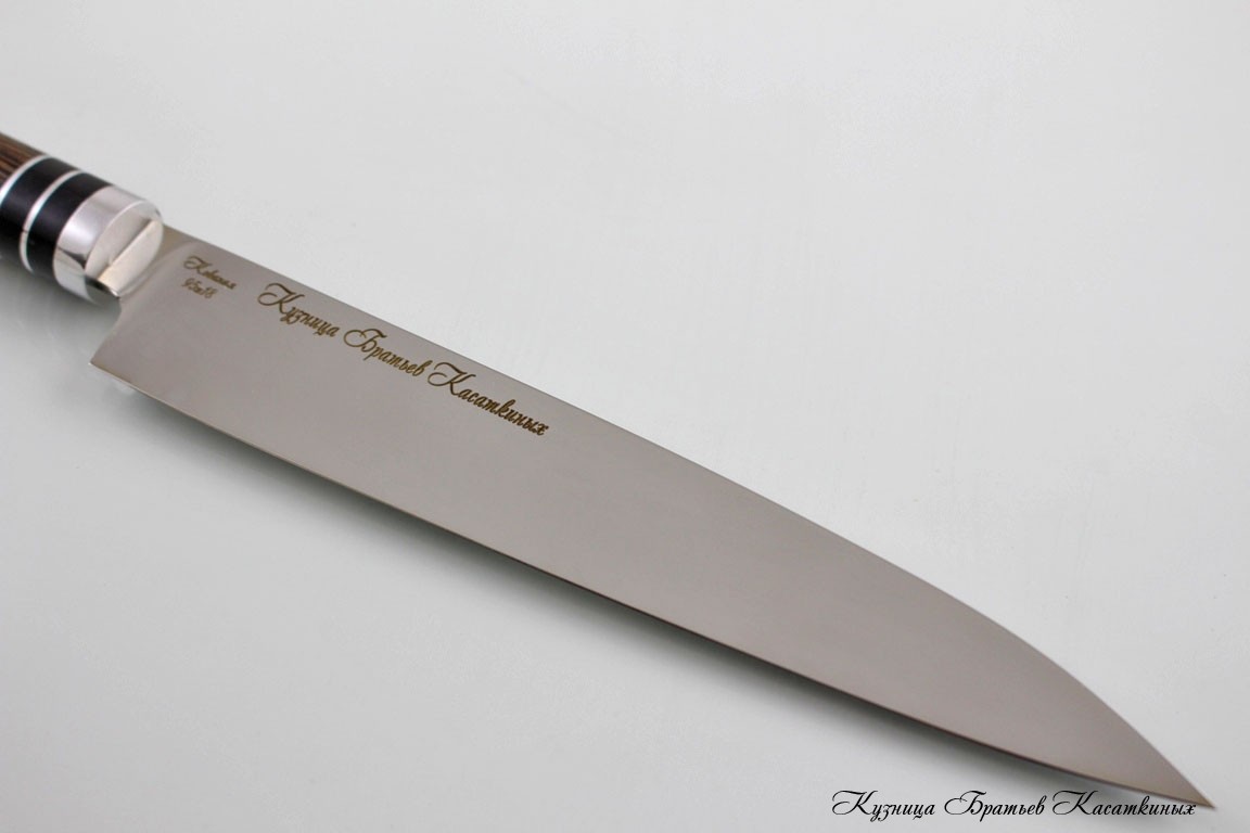 Японский кухонный нож "Янагиба" кованая 95х18. Рукоять Венге.
