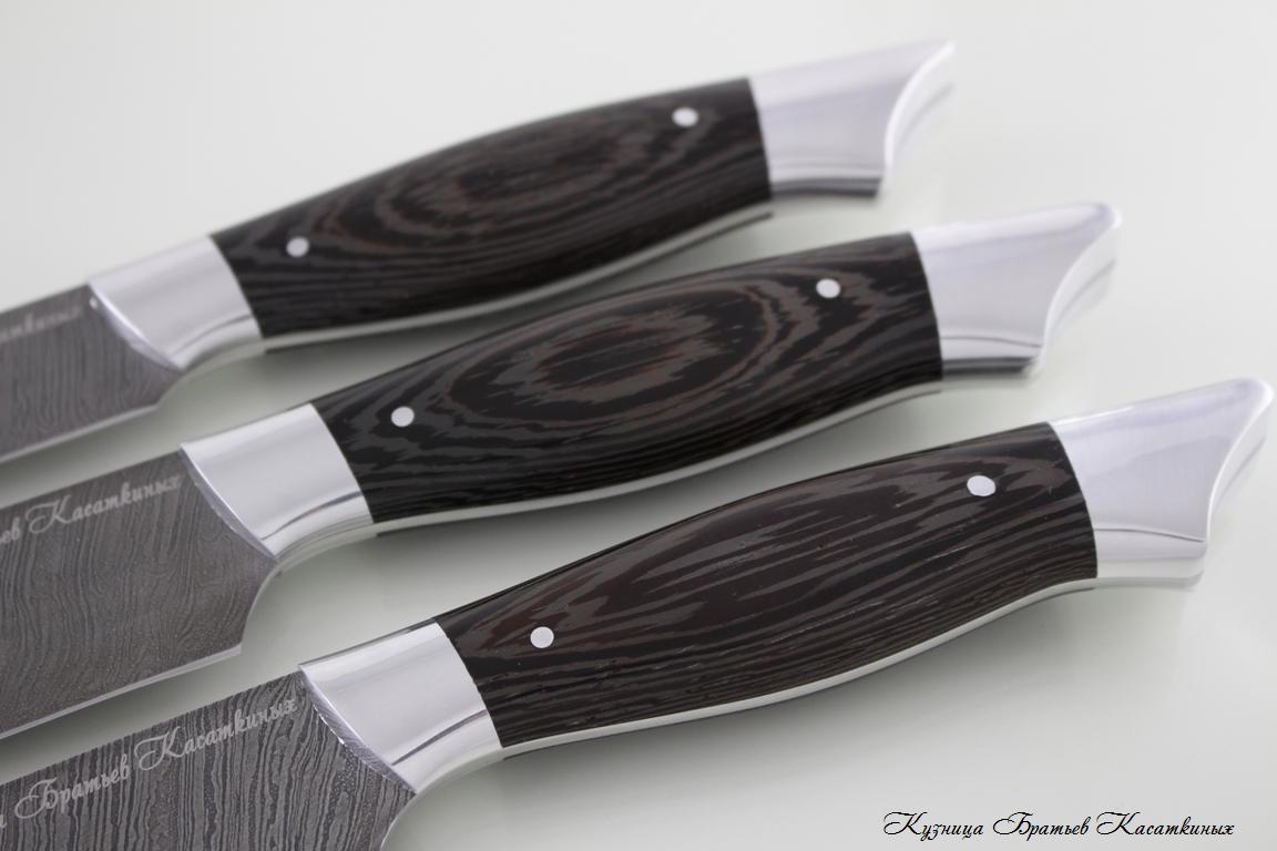 Кухонные ножи Набор кухонных ножей "Рататуй" Дамасская сталь. Рукоять дерево Венге. 