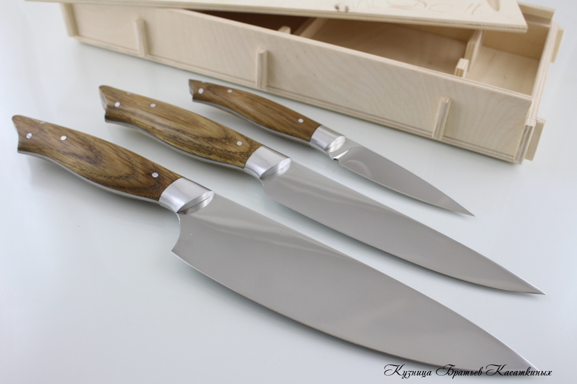 Кухонные ножи Набор кухонных ножей "Рататуй" Кованая сталь 95х18. Рукоять Дуб. 