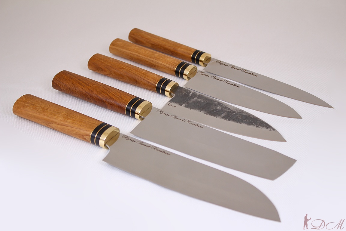 Набор кухонных ножей с подставкой "Samurai" сталь 95х18. Рукоять дерево Дуб.