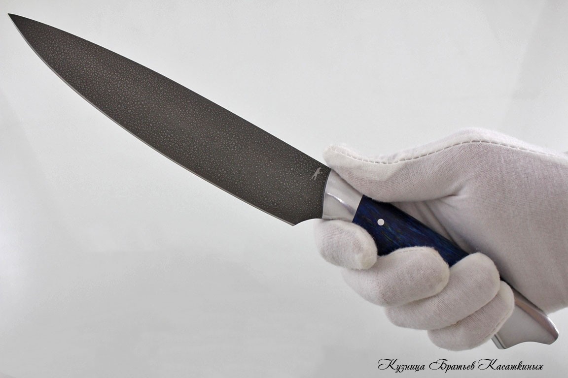 Кухонные ножи Набор кухонных ножей "Рататуй" Кованая алмазная сталь ХВ-5. Рукоять карельская береза(Синяя). 