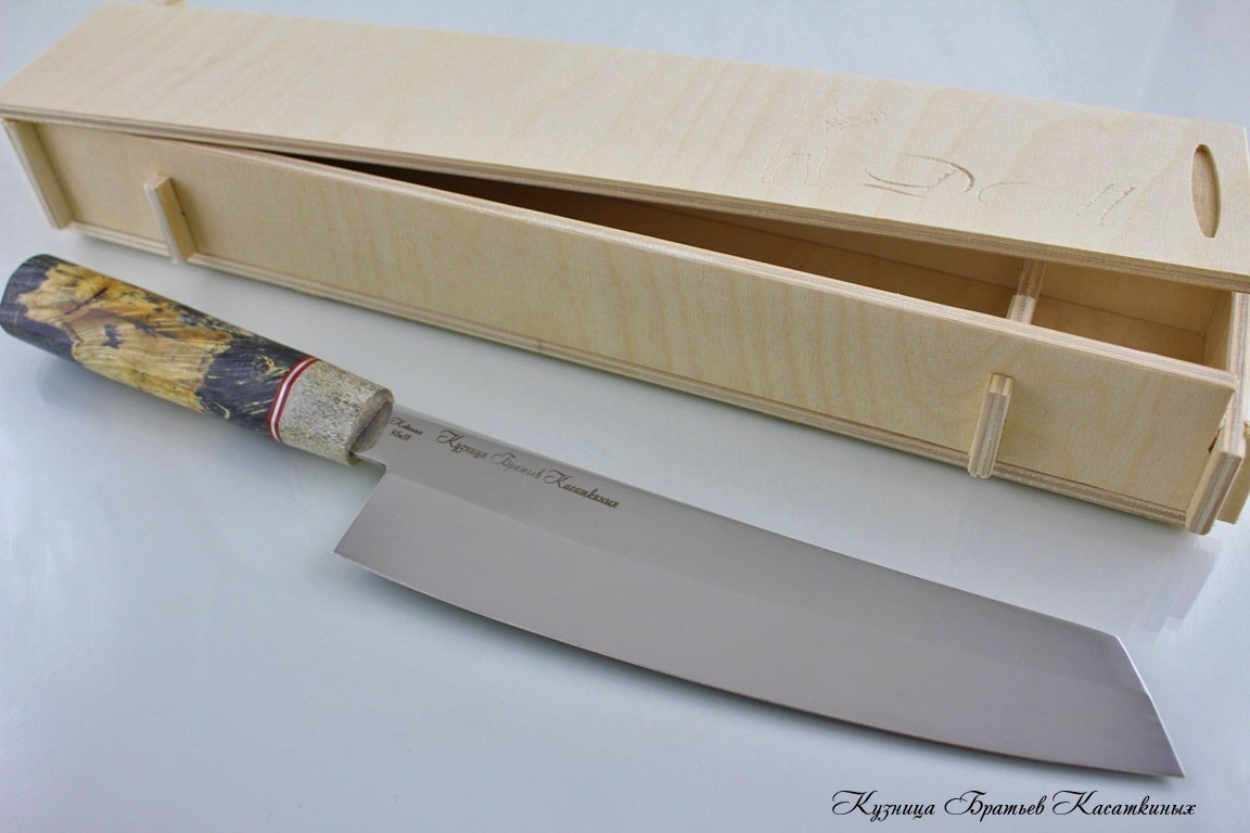 Кухонные ножи Японский кухонный нож "Кирицуке" Кованая 95х18. Рукоять рог, кап клена. 