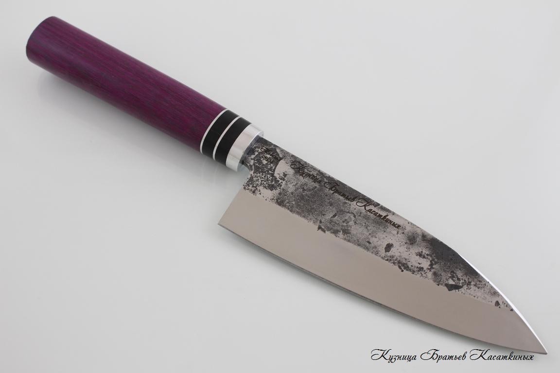 Набор кухонных ножей "Sacura" кованая сталь 95х18. Рукоять дерево Амарант.
