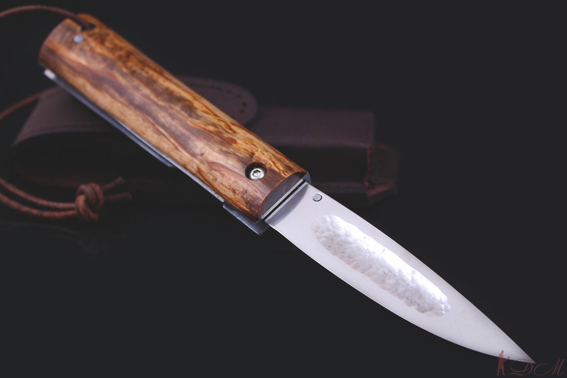 Cкладной якутский нож малый "БЫHЫЧЧА" х12мф. Рукоять карельская береза.